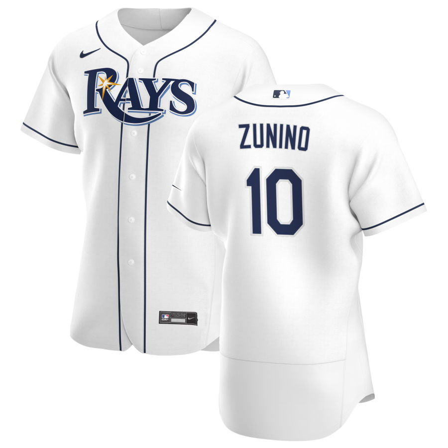 Tampa Bay Rays 10 Mike Zunino Men Nike White Home 2020 Authentic Player MLB Jersey